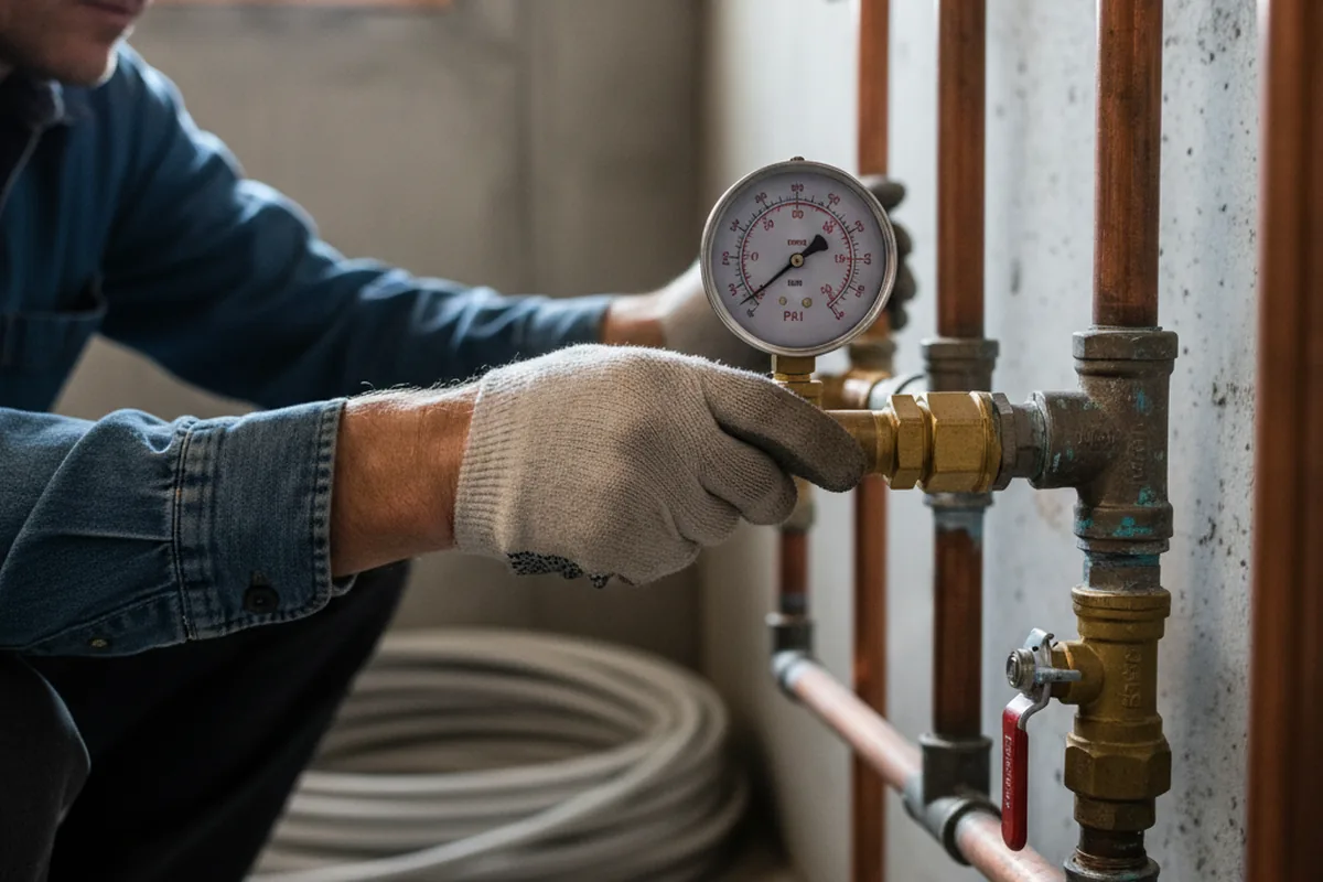 Pressure testing a repaired line during Water Line Repair in Pima